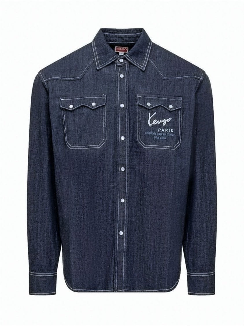 Kenzo Denim Shirt With Classic Button-Up Design And Embroidered Detail