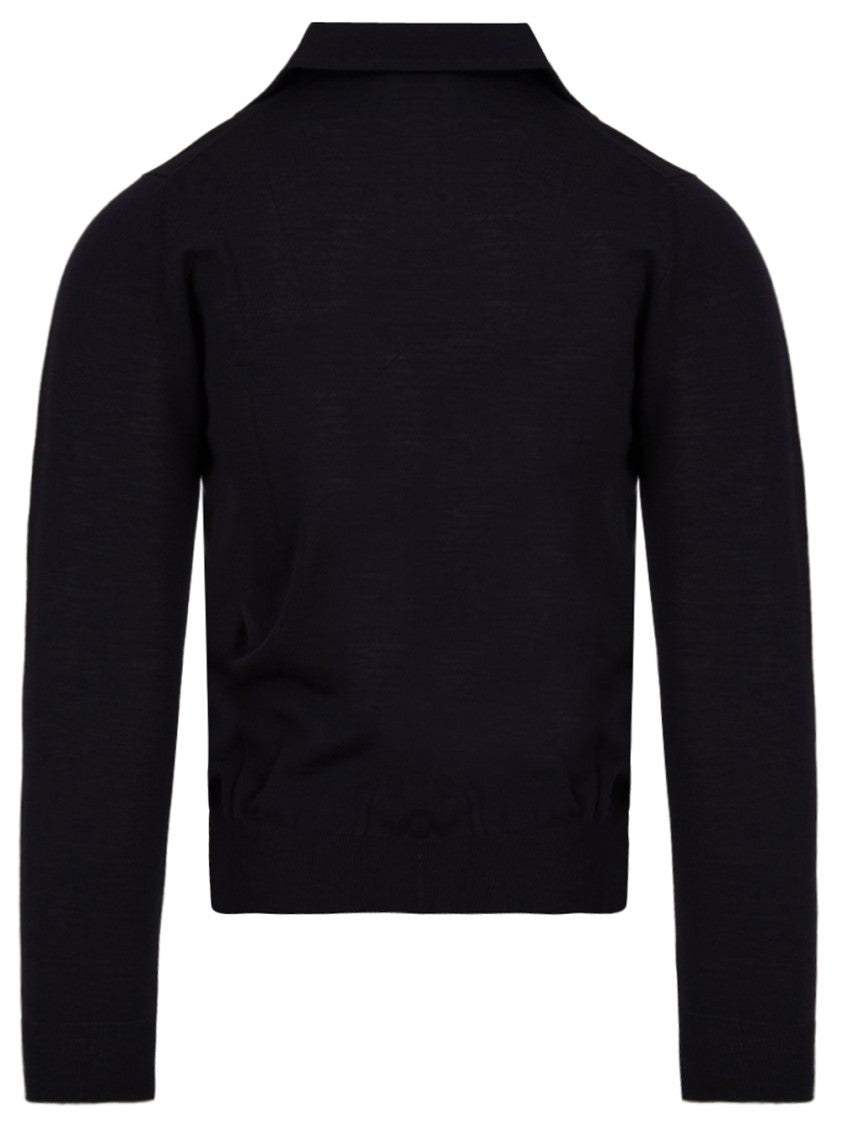 Filippo De Laurentiis Navy Blue Paramontura Merino Polo