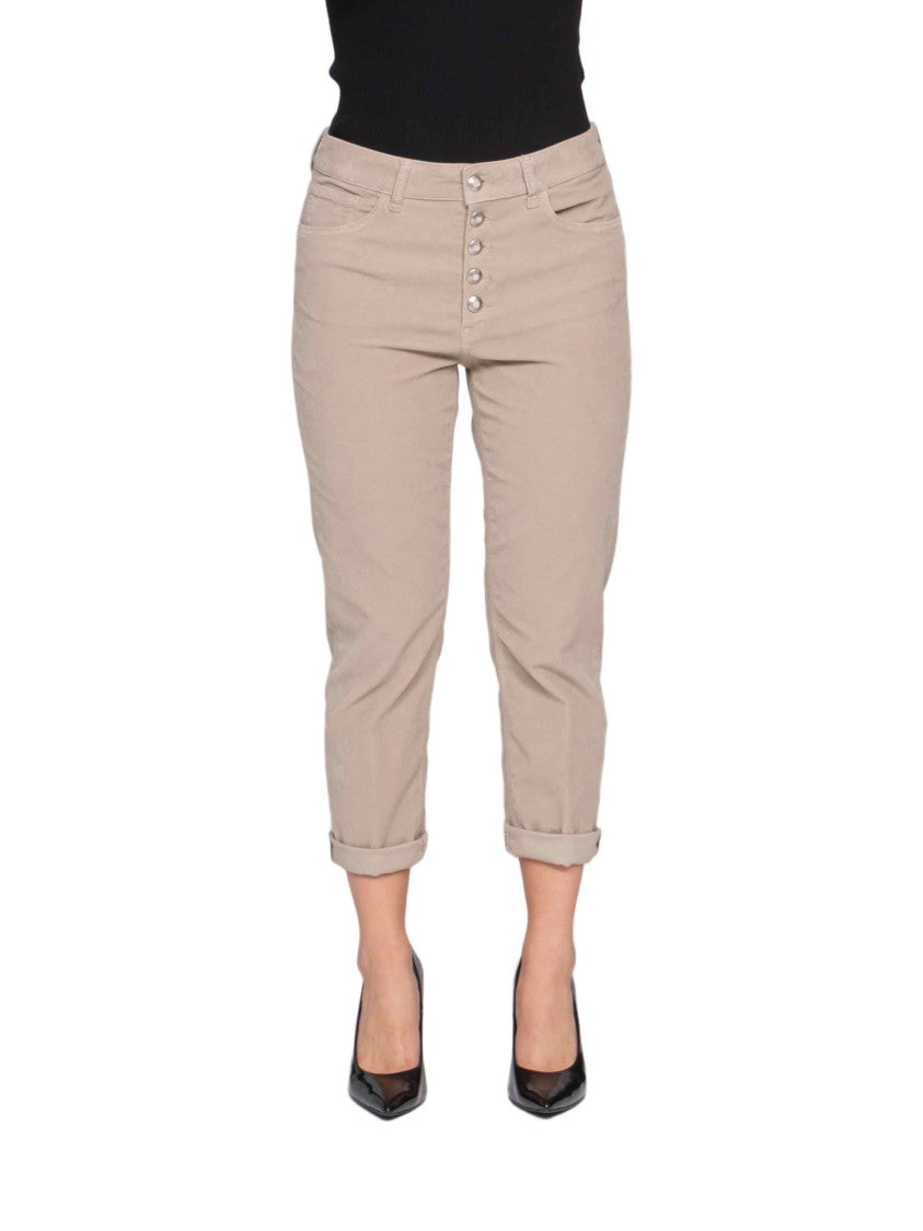 Dondup Cropped Pants With High Waist And Rolled Cuffs
