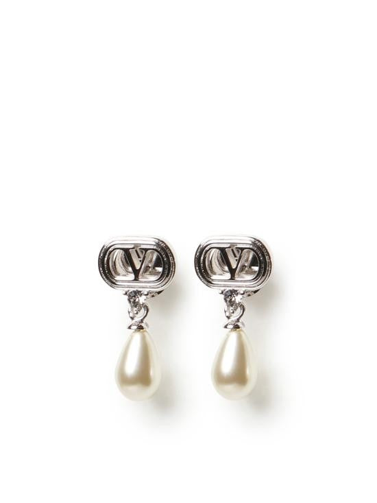 Valentino Garavani Rhodium-Finished Teardrop Pearl Earrings