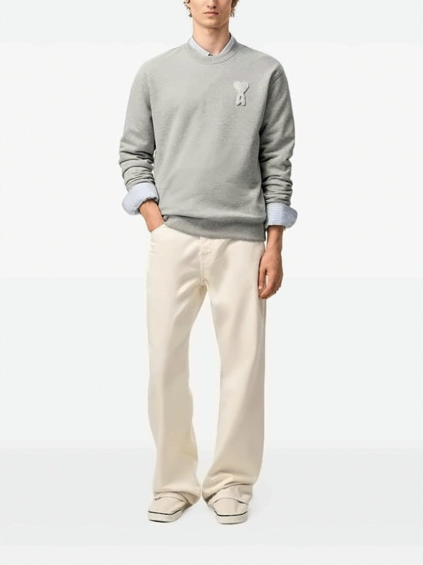 Ami Paris Relaxed Fit Cotton Knit Sweatshirt
