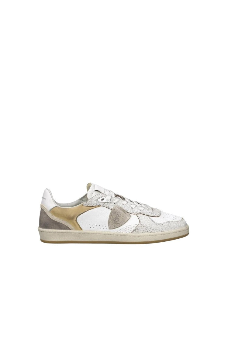 Philippe Model Veau Crackle Blanc Sable Sneakers