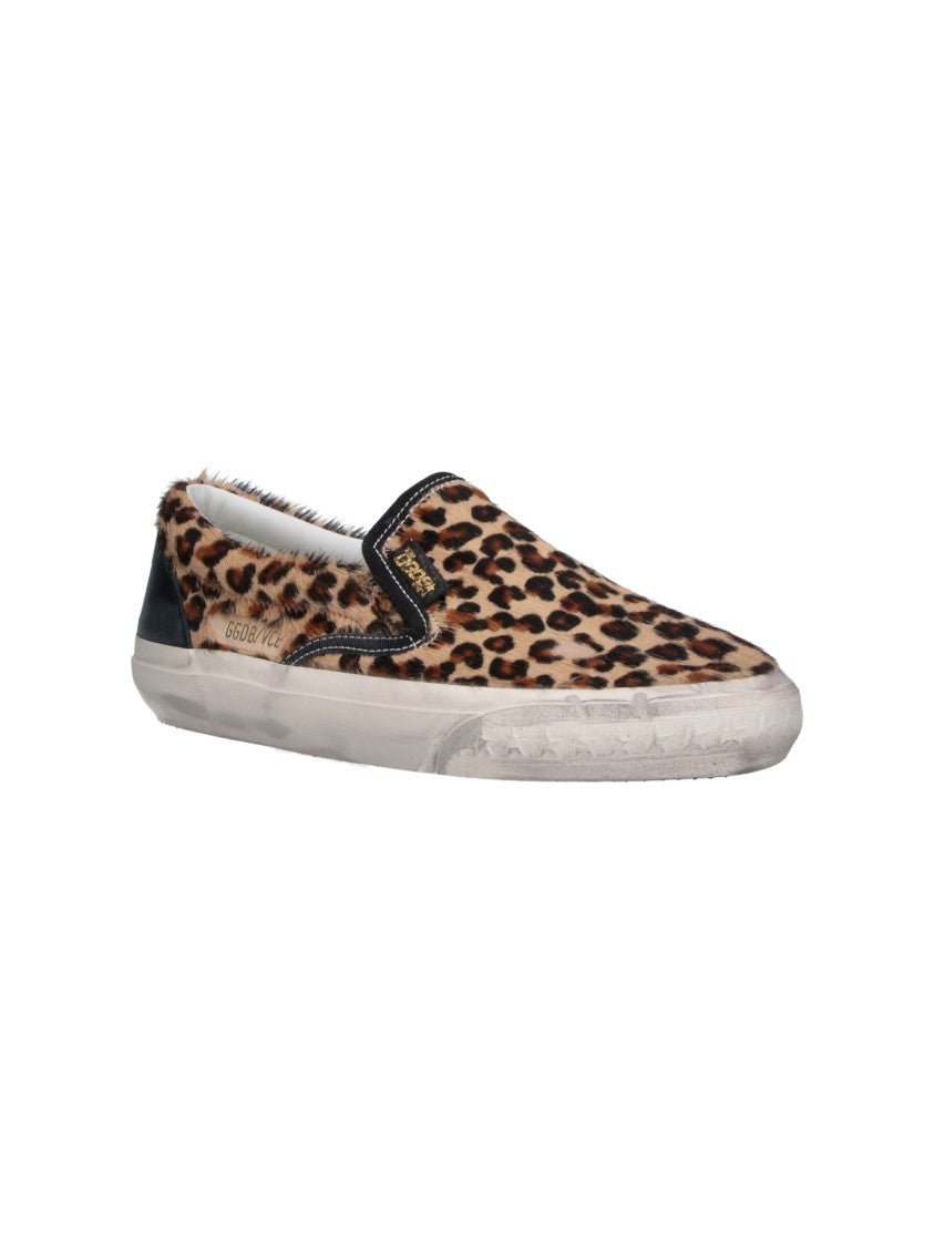 Golden Goose Leopard Print Slip-On Sneakers With Textured Finish