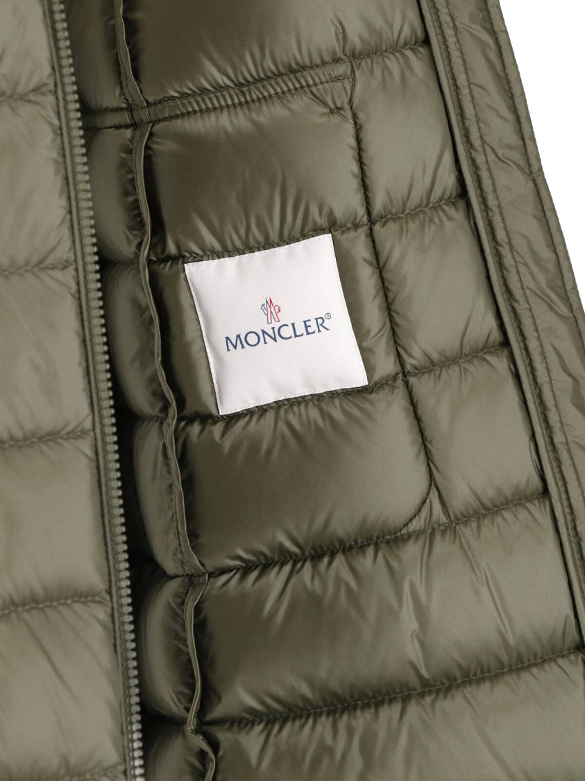 Moncler Green Genet High-Collar Padded Quilted Jacket