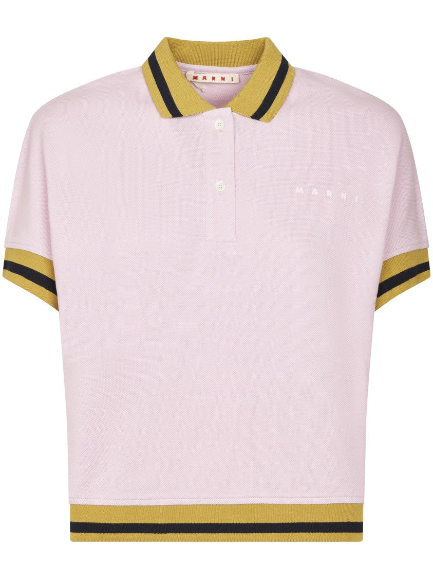 Marni Cropped Polo Shirt With Contrast Ribbing