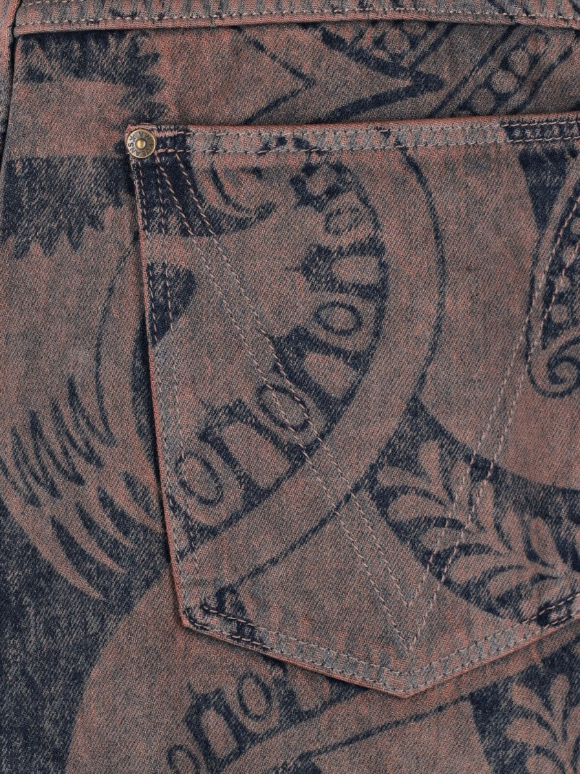 Vivienne Westwood Brown Ranch Abstract Print Cotton Denim Straight-Leg Jeans