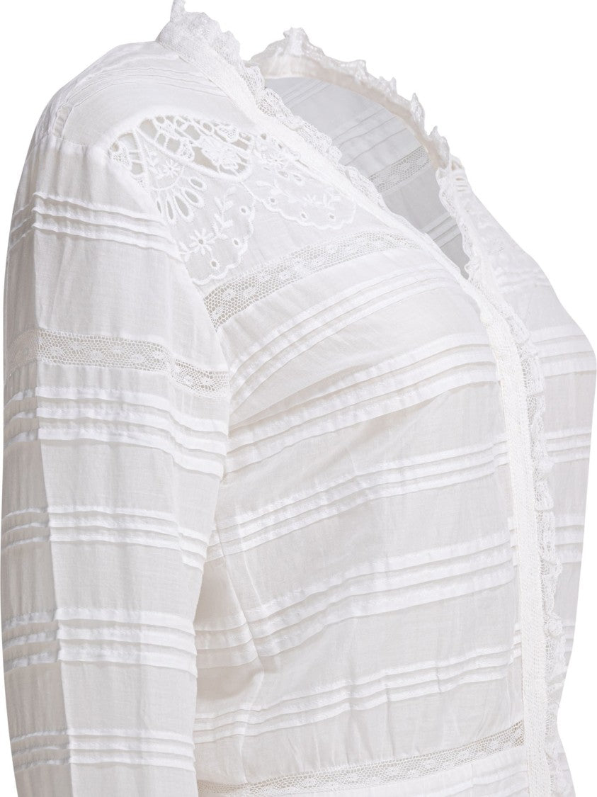 Isabel Marant Étoile Tiered White Dress With Lace Detailing