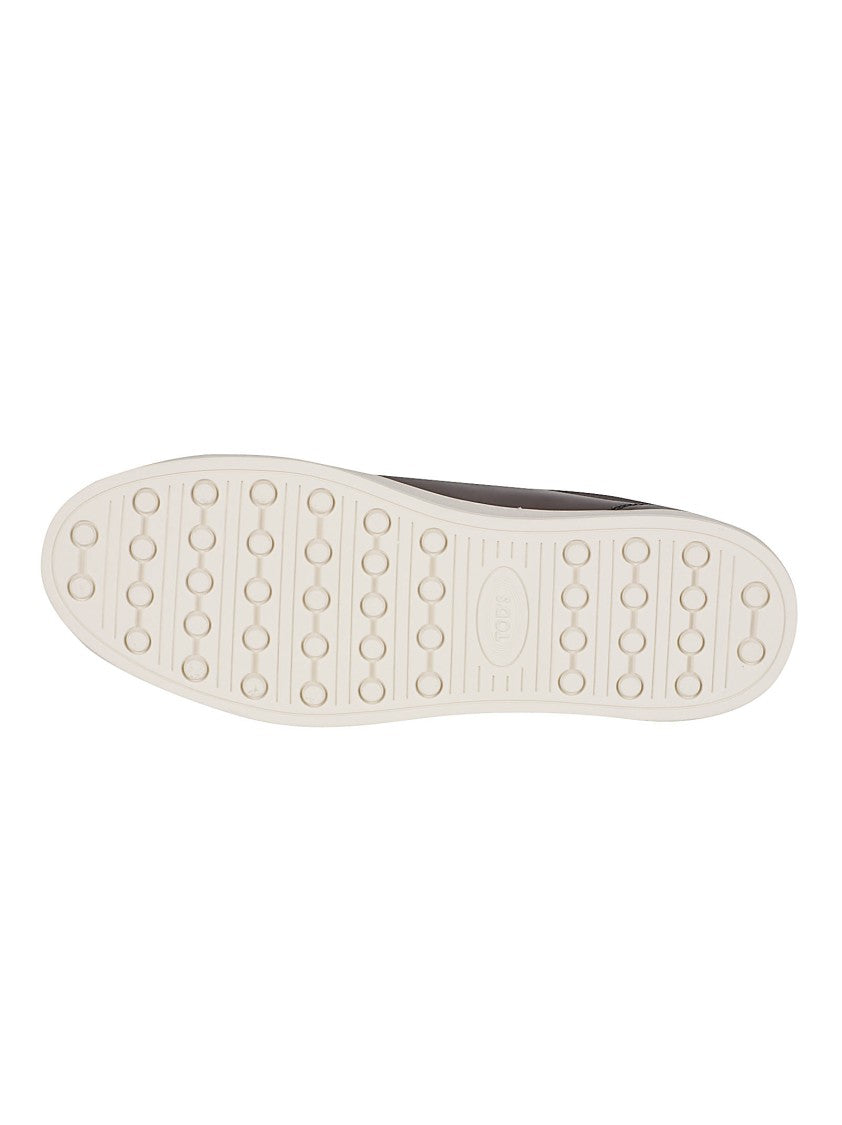 Tod's Low-Top Brown Calf Leather Sneakers With Textured Sole