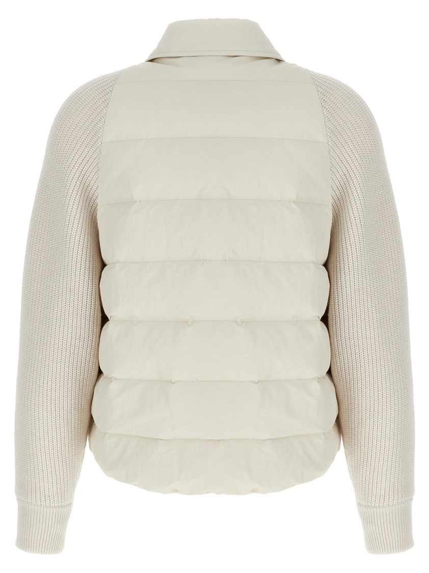 Brunello Cucinelli Two-Material 'Shiny Flap Detail' Down Jacket