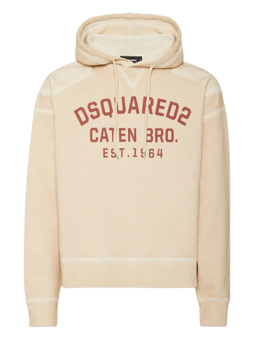 Dsquared2 Cypro Loose Beige Cropped Hooded Hoodie