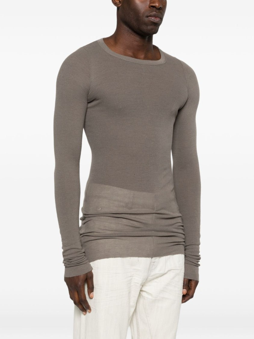 Rick Owens Ribbed Textured Long-Sleeve Shirt With Subtle Ruching