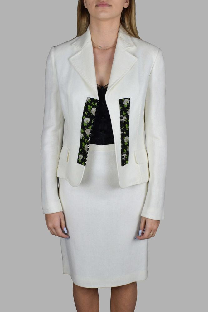 Dolce & Gabbana Tailored Floral White Suit With Accents
