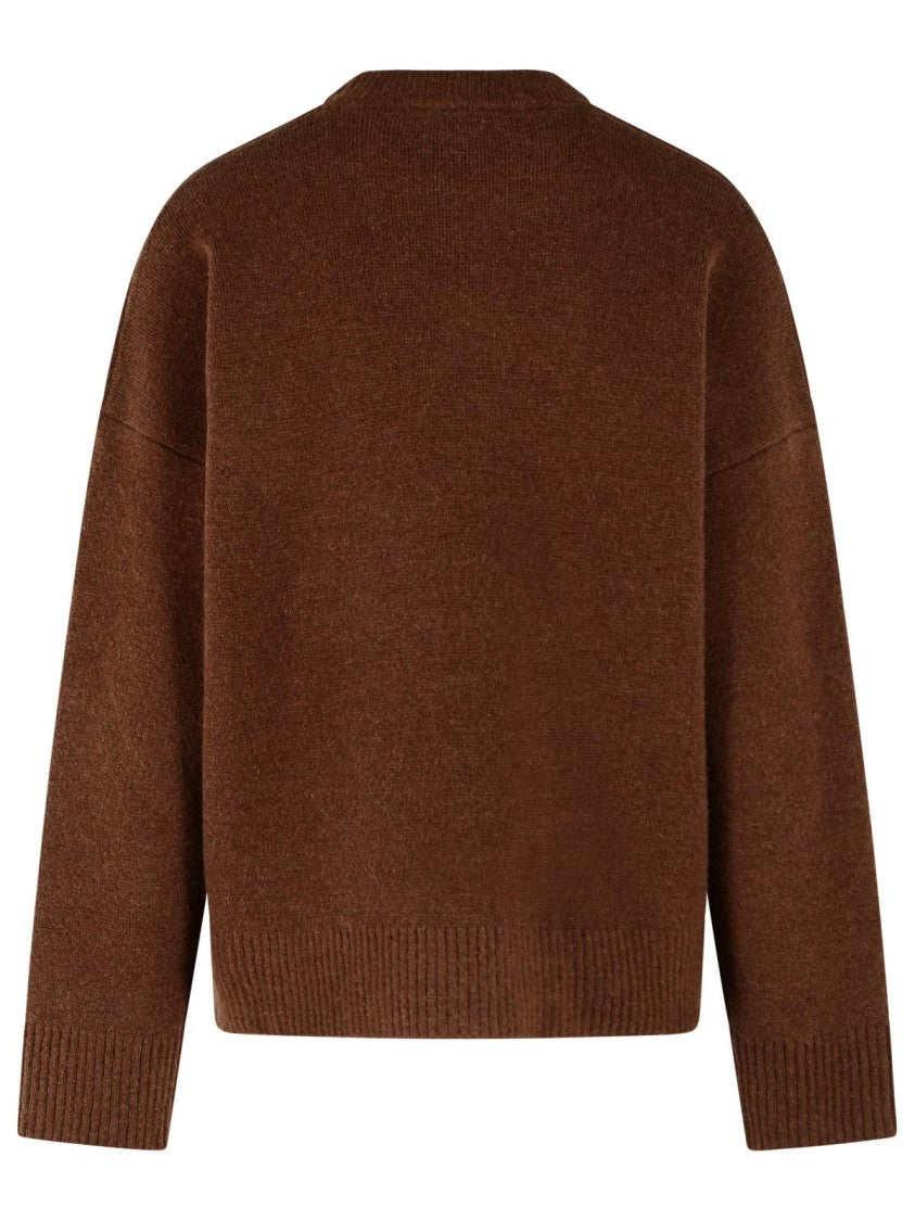 Ami Paris Chocolate Brown Ami De Cœur Alpaca Heart Inlay Sweater