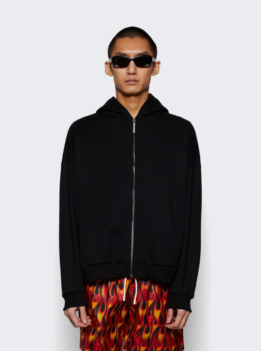 Palm Angels Ivy Pin Up Zipped Hoodie Black