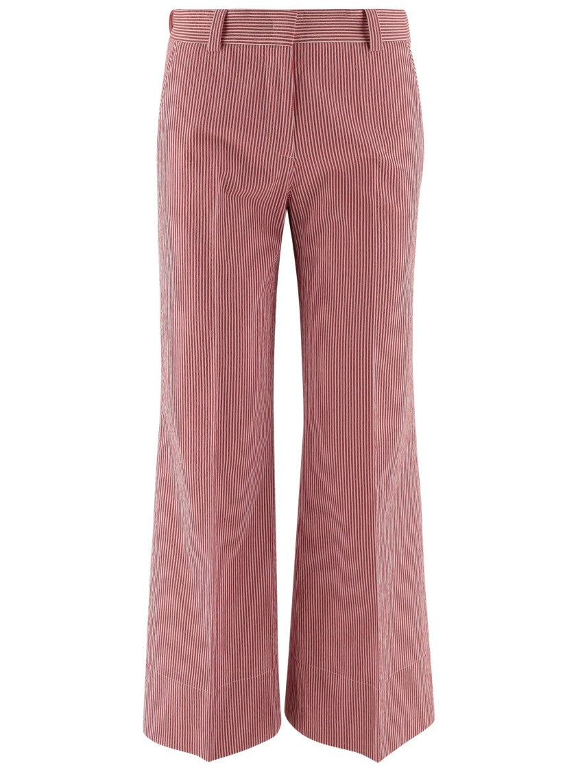 Ql2 Cotton Blend Pants With Striped Pattern
