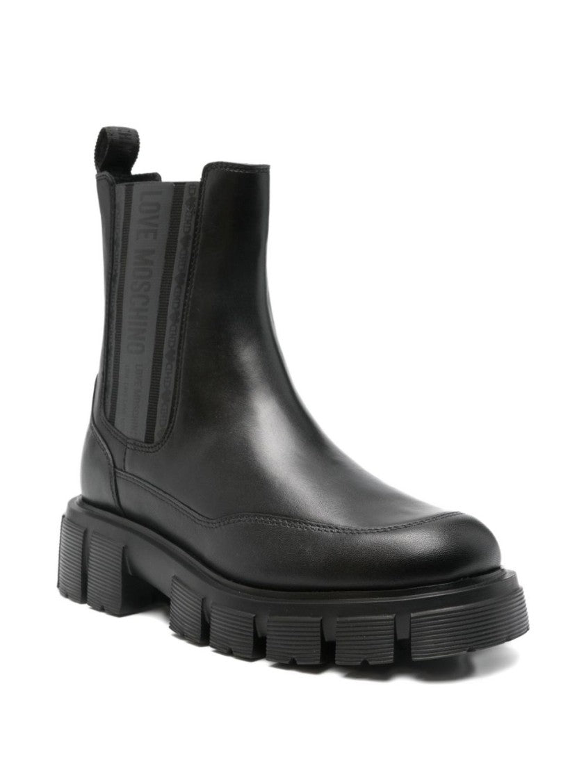 Love Moschino Black Ankle Boots With Sole