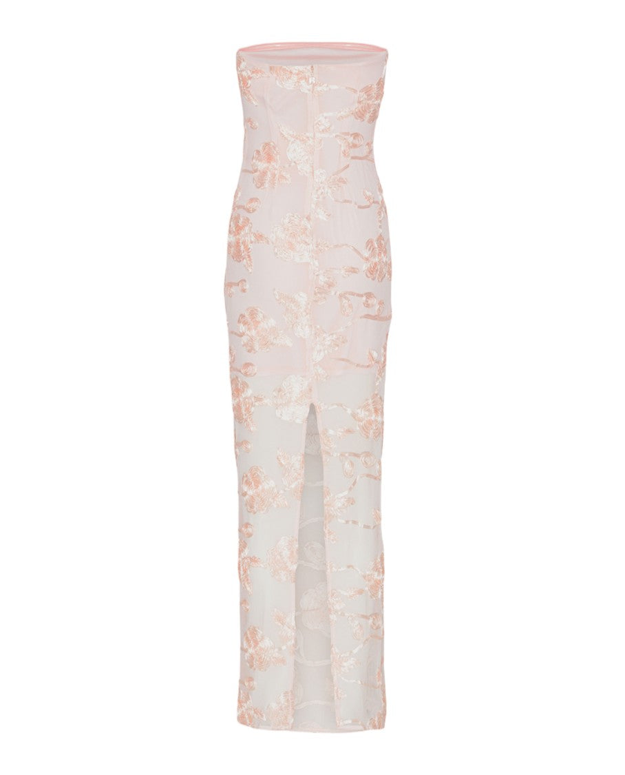 Rotate Intricate Floral Embroidery Tube Dress With Mesh Fabric