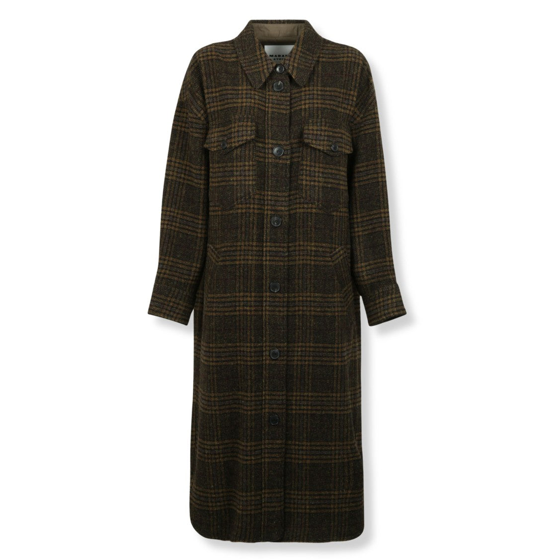 Isabel Marant Étoile Plaid Long Coat With Classic Shirt Collar