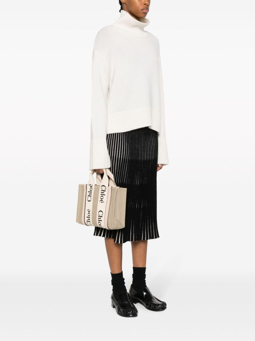 Chloé Beige Small Woody Rectangular Tote Bag