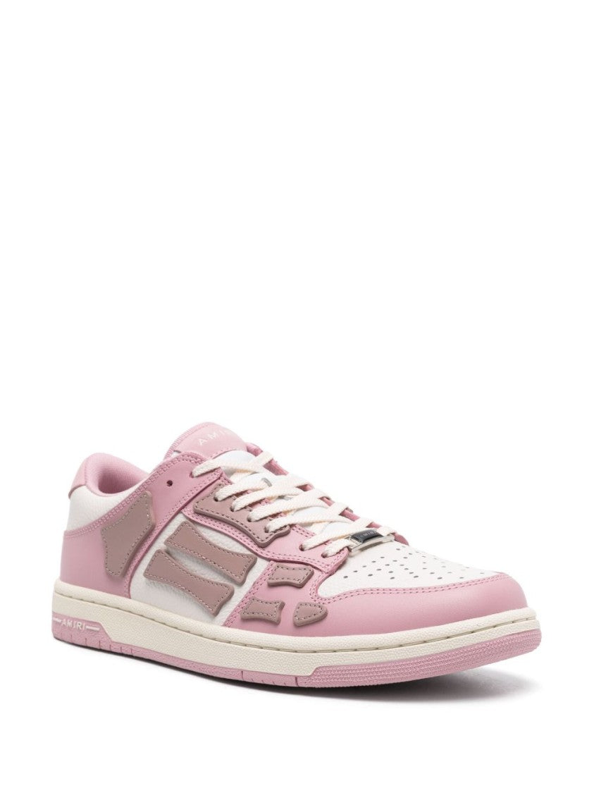 Amiri Blush Pink Calf Leather Panelled Sneakers With Embossed Detailing