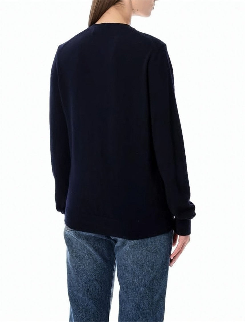 Comme Des Garçons Minimalist Blue Wool Cardigan