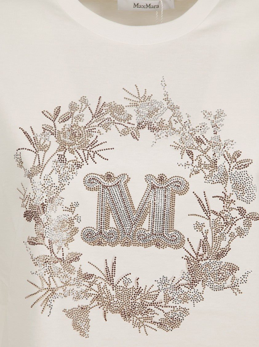 Max Mara Floral Design White T-Shirt By Max Mara