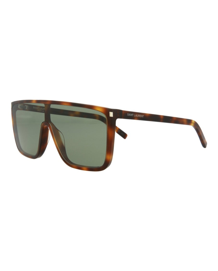 Saint Laurent Shield-Frame Acetate Sunglasses With Tortoiseshell Pattern