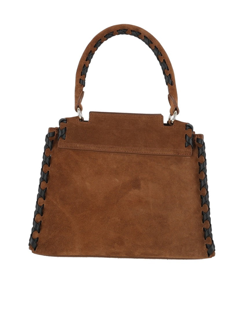 Claudio Orciani Brown Sveva S Peach Cross Woven Handbag