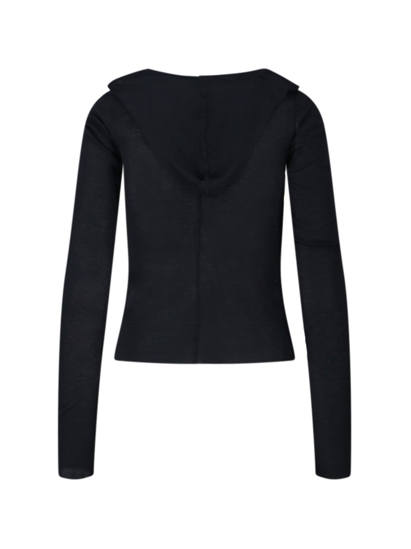 Rick Owens Black Cotton Elongated Sleeves Hoodie