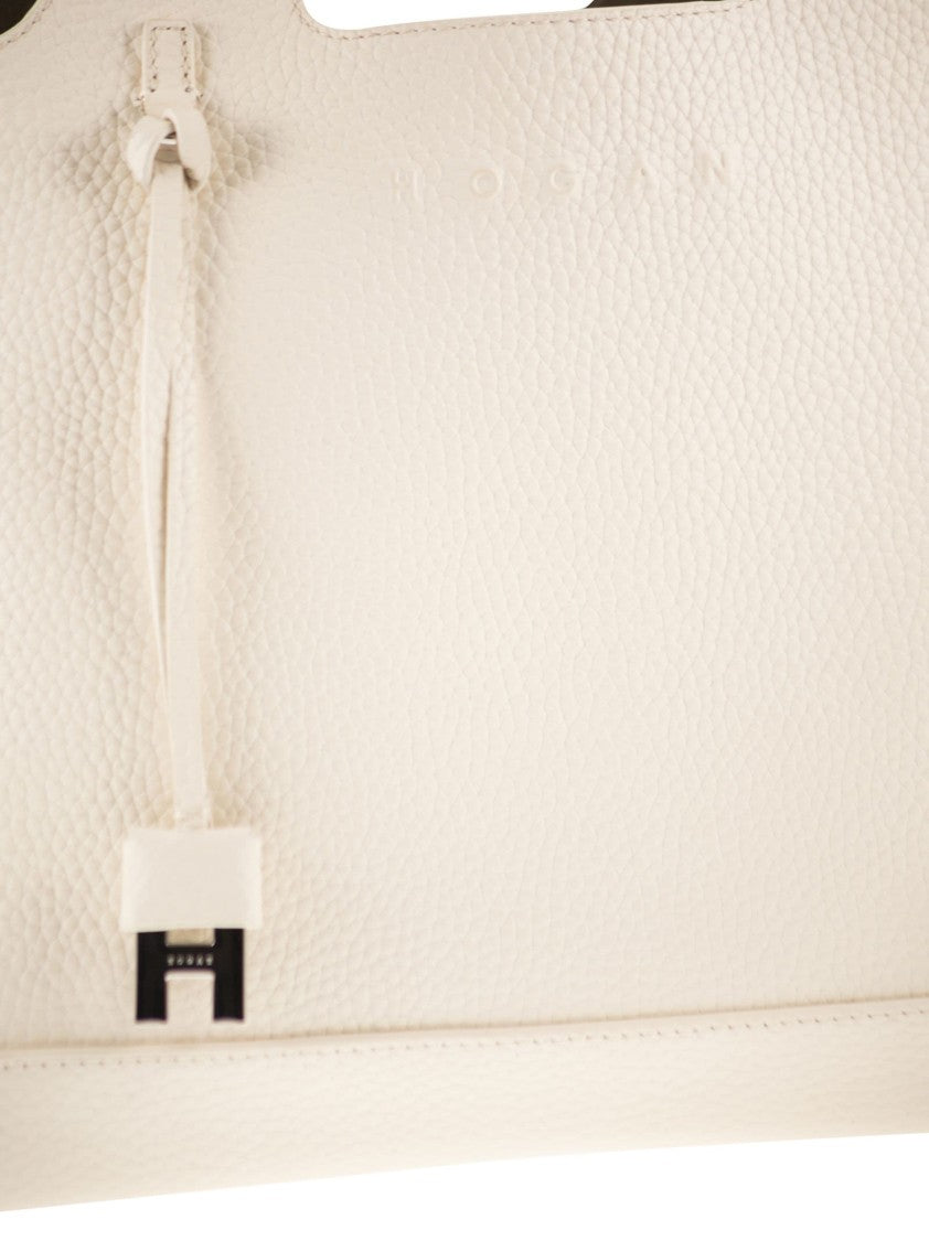 Hogan Textured Grained Leather Shopping Bag