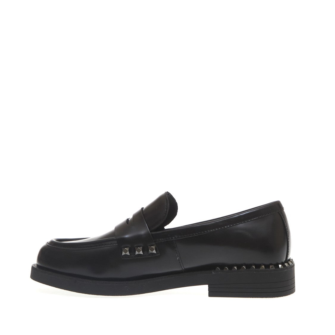 Ash Black Moccasin With Studs Gun