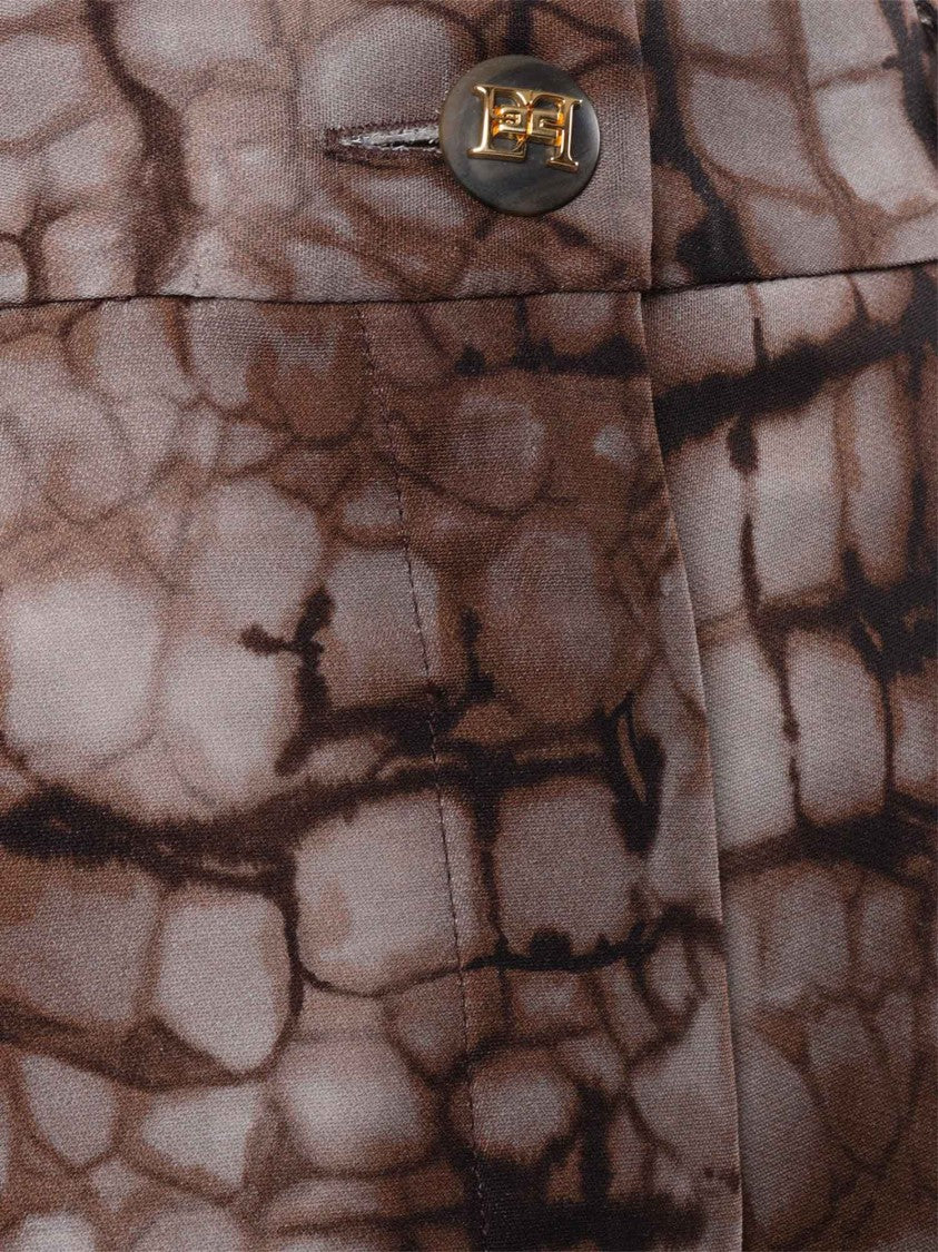 Elisabetta Franchi Brown Tailored Textured Reptile Shorts