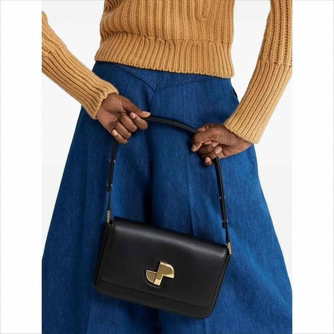 Patou Structured Cowhide Leather Shoulder Bag