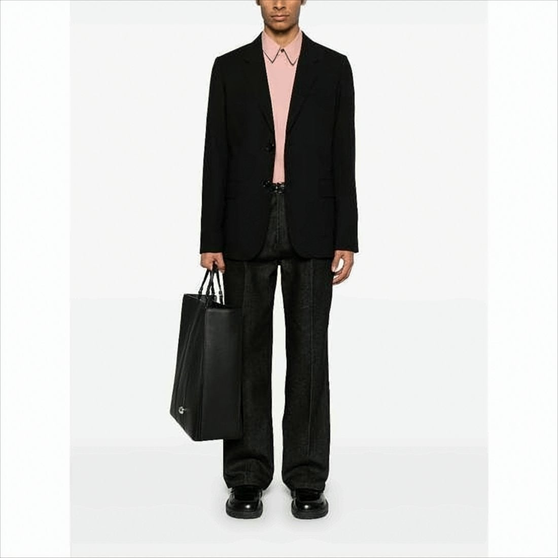Ami Paris Classic Black Wool Suit Jacket With Tailored Fit