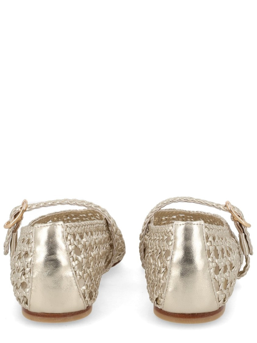 Stuart Weitzman Gold Prima Mary Jane Metallic Flats