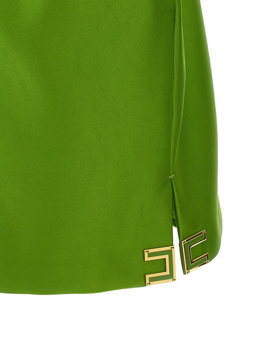 Elisabetta Franchi Duchesse Mini Dress With Draped Shoulder And Hourglass Silhouette
