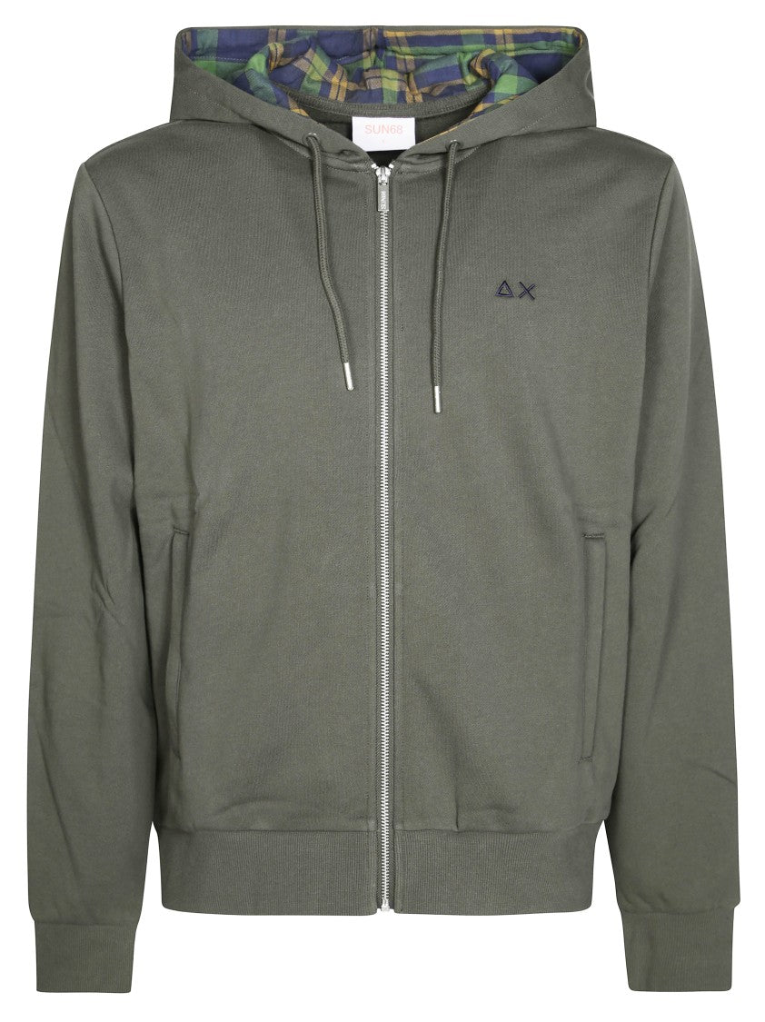 Sun 68 Zip Hoodie With Contrasting Fabric