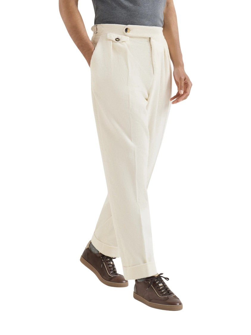 Brunello Cucinelli Double-Pleated Buckled Cotton Velvet Pants