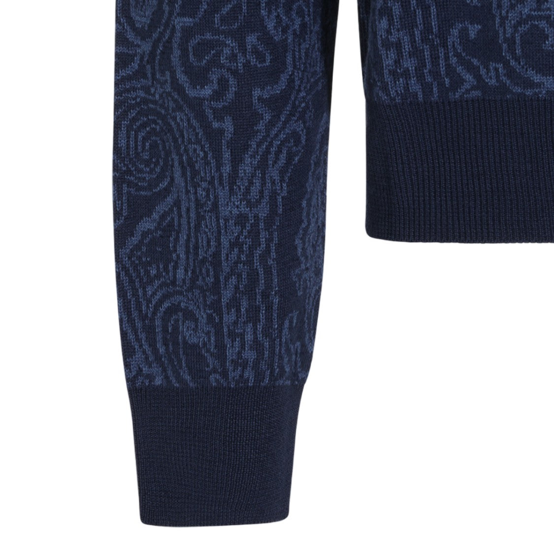 Etro Dark Navy Jacquard Polo Sweater