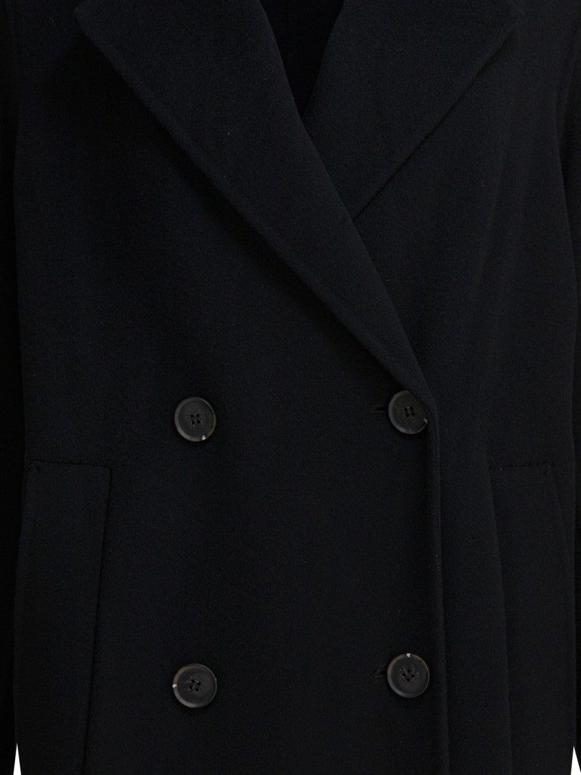 Ivy & Oak Double-Breasted Wool Long Coat With Wide Lapel