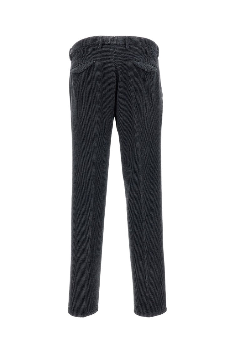 Briglia 1949 Grey Ribbed Cotton-Tencel Straight-Leg Pants
