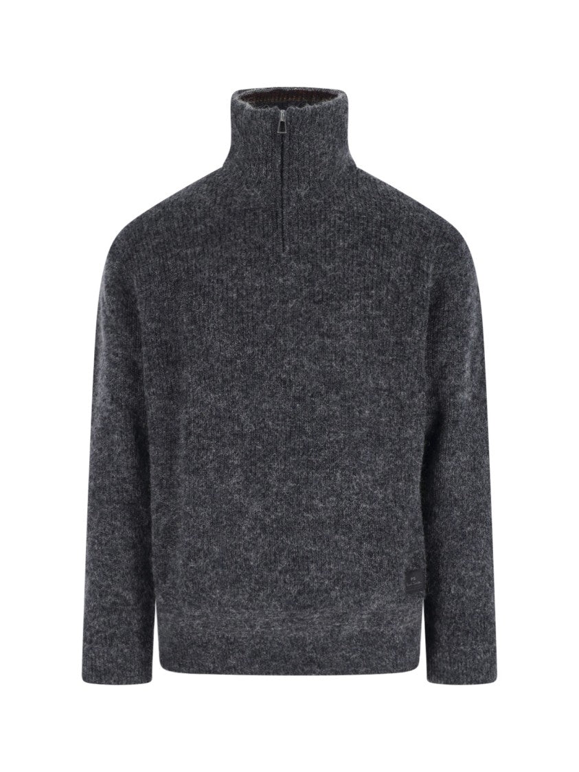 Paul Smith Textured Knit Sweater With Round Neckline In Timeless Grey
