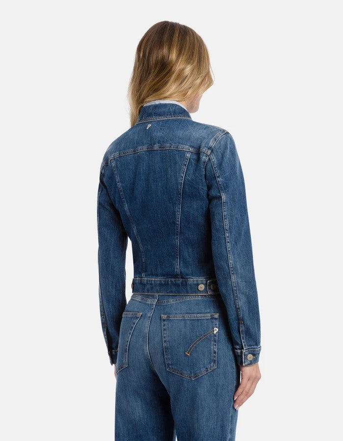 Dondup Fitted Medium Blue Denim Jacket With Button-Down Front