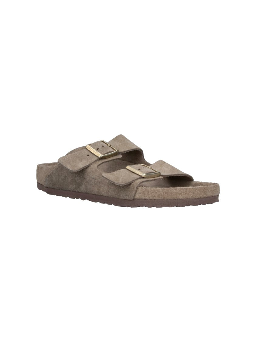 Birkenstock Taupe Arizona Suede Double Strap Sandals