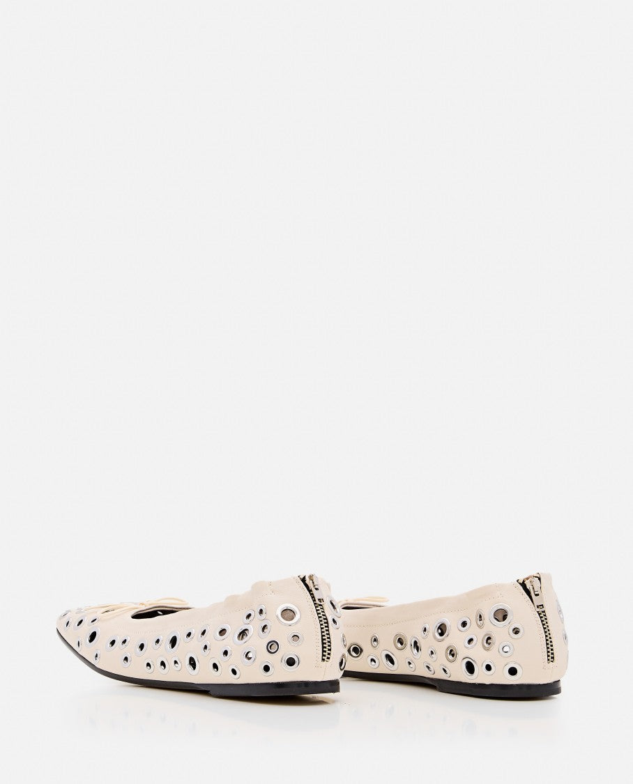 Golden Goose Cream Amy Square Toe Leather Ballet Flats