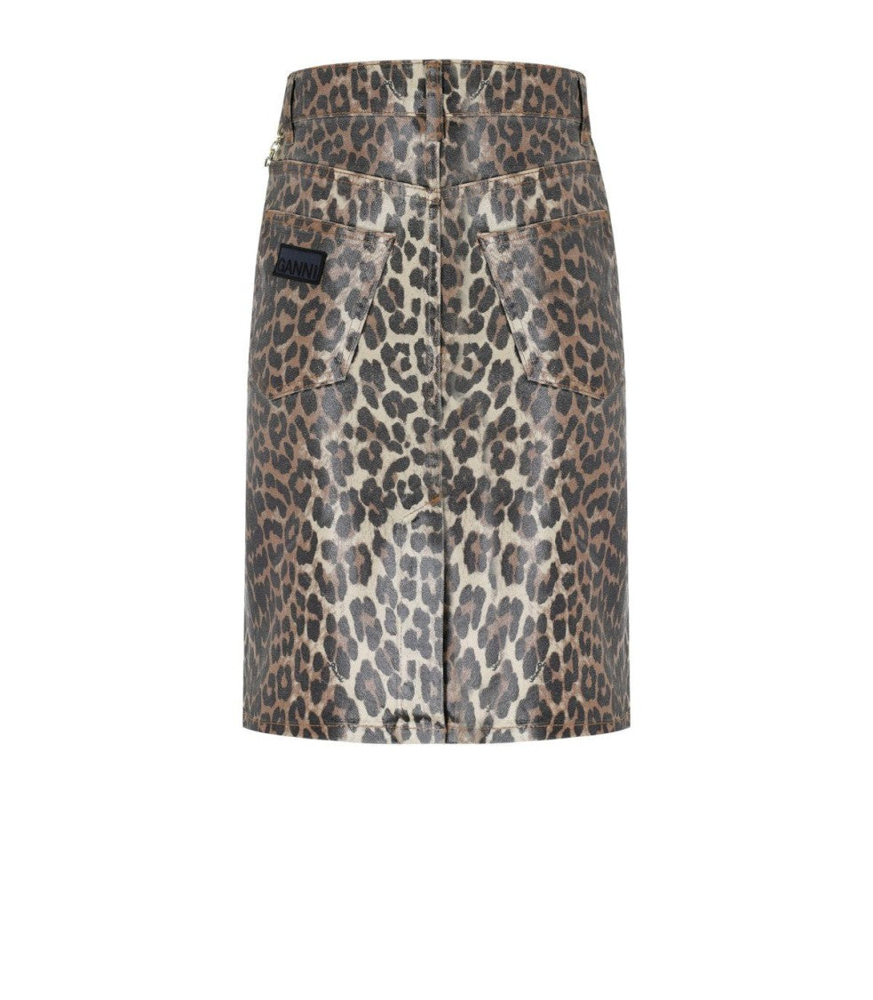 Ganni Denim Animalier Skirt