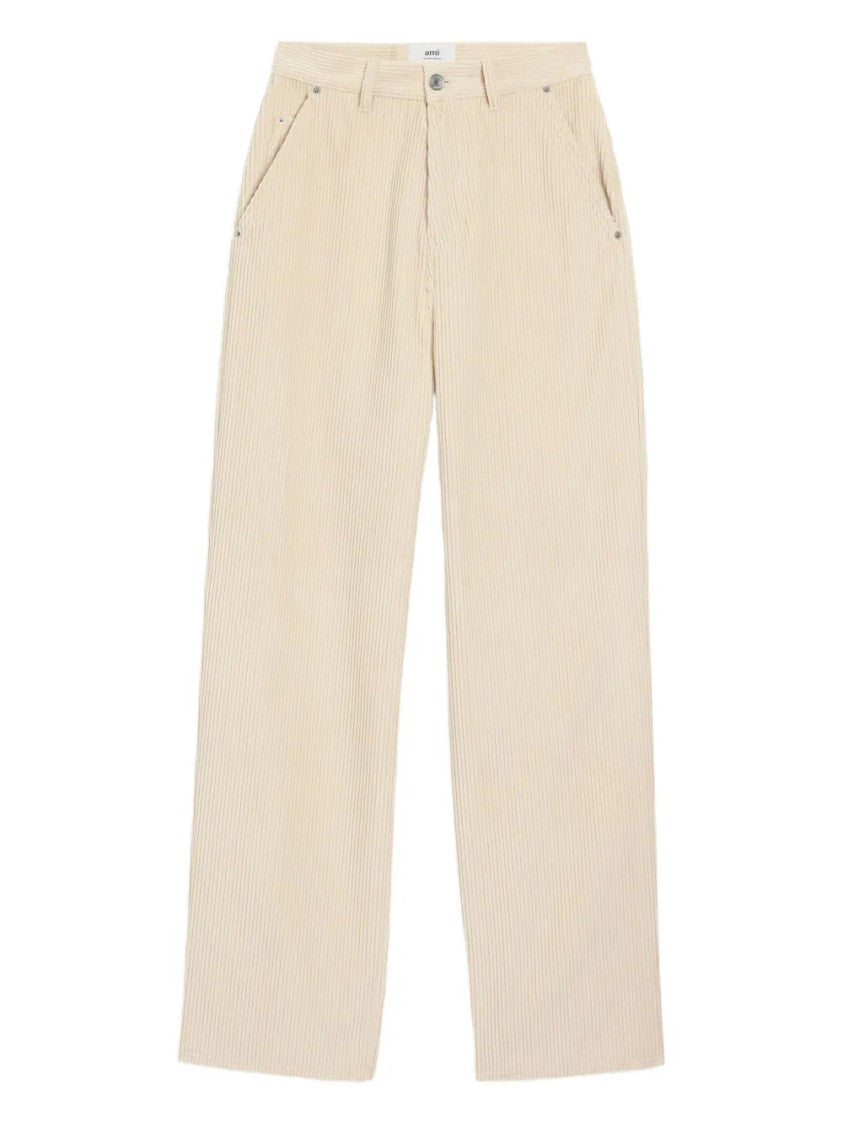 Ami Cotton Wide-Leg Trousers