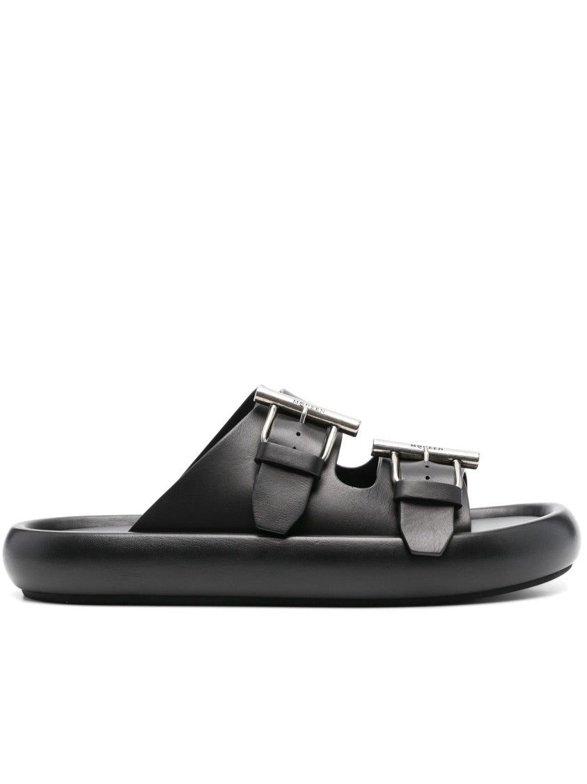 Alexander Mcqueen Black Sandals With Bold Buckles