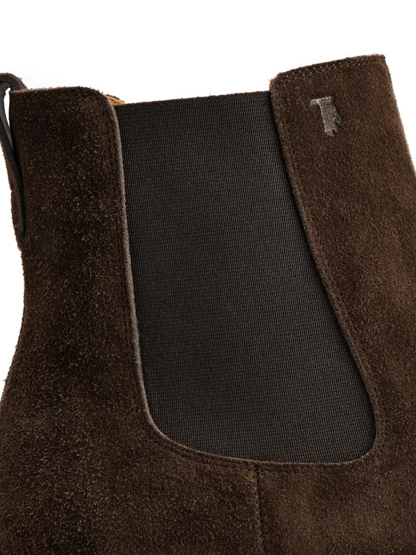 Tod's Brown Suede Elasticated Ankle Boots
