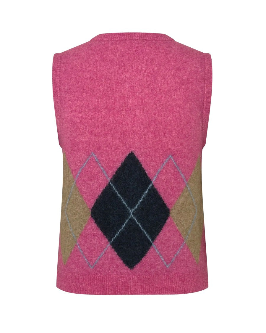 Samsøe Samsøe Red Sanoura Argyle Sweater Vest